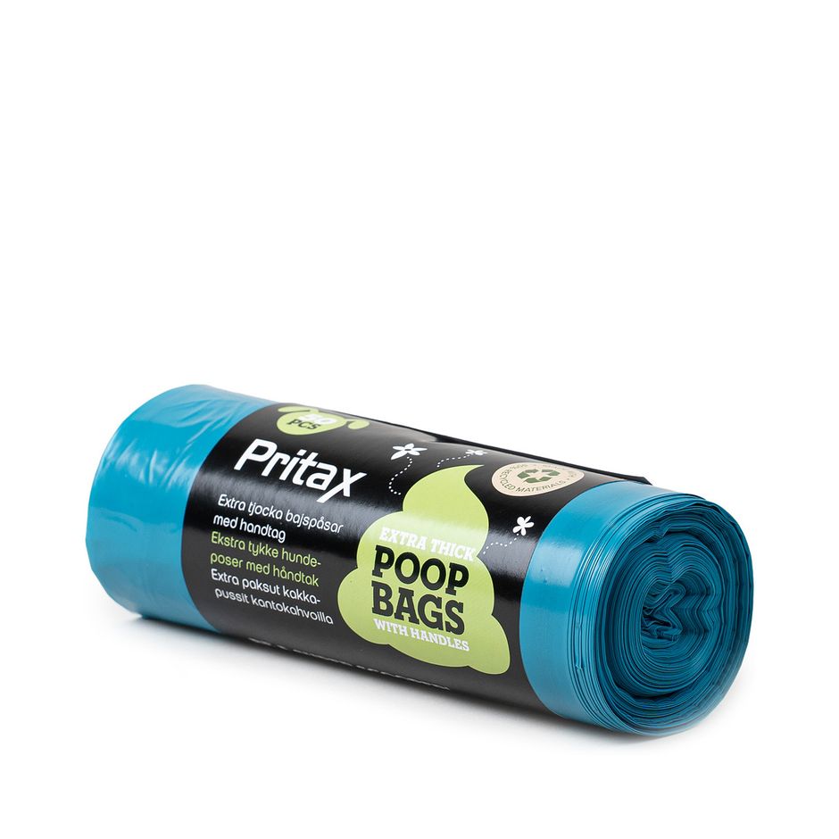 Pritax 50-pack Extra Tjocka Bajspåsar med Handtag