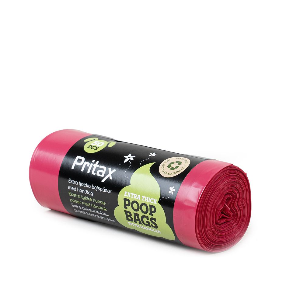 Pritax 50-pack Extra Tjocka Bajspåsar med Handtag
