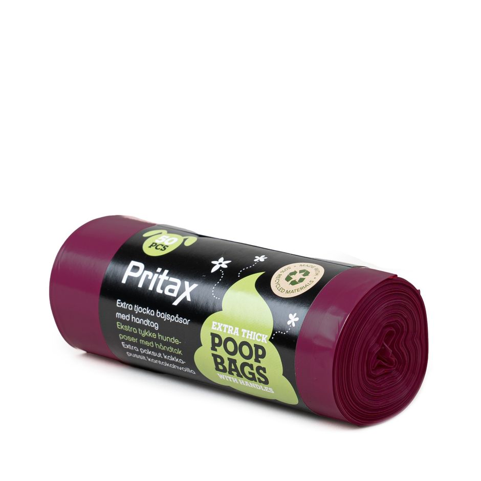 Pritax 50-pack Extra Tjocka Bajspåsar med Handtag